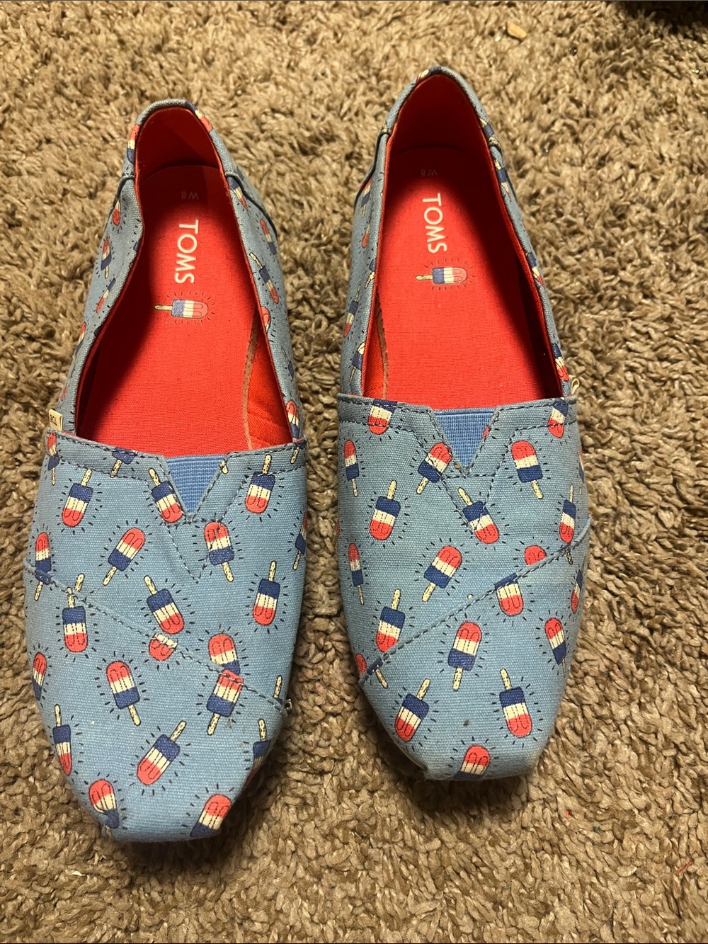 TOMS Women’s Light Blue Popsicle Canvas Slip-Ons
